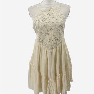 American Eagle cream lace eyelet sundress spring summer ruffle coquette romantic